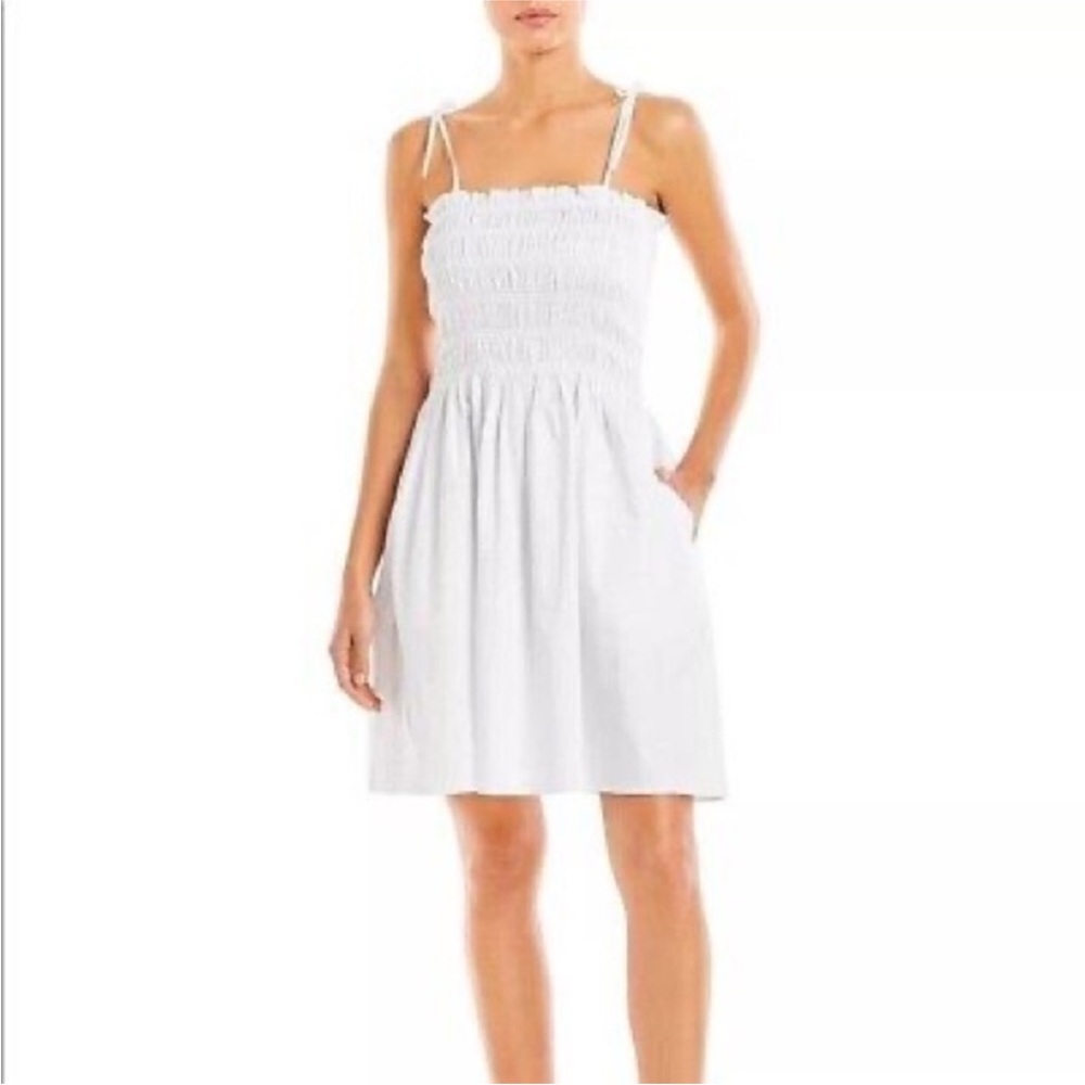 Tory Burch White Smocked Mini Sundress